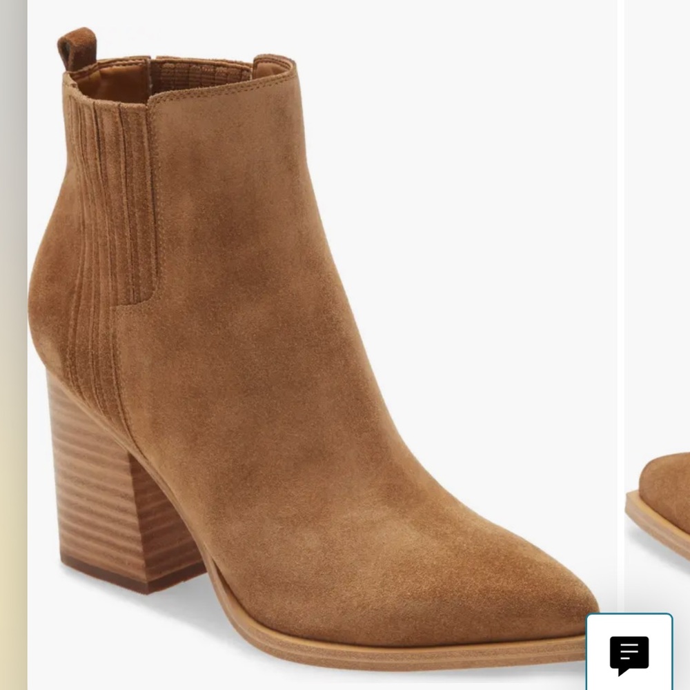 Suede booties chunky heel
